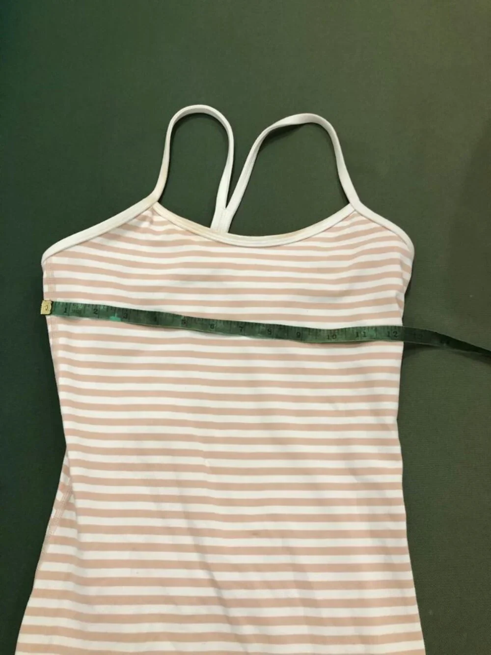 Lululemon Power Y Tank | Blush Pink & White Stripe | Built-In Bra